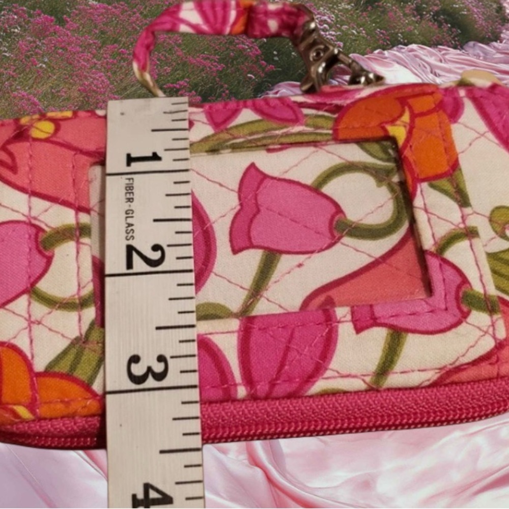 Vera Bradley LILY BELL Pink and Green Floral Wristlet - Picture 6 of 7